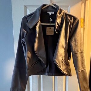 Faux leather cropped moto